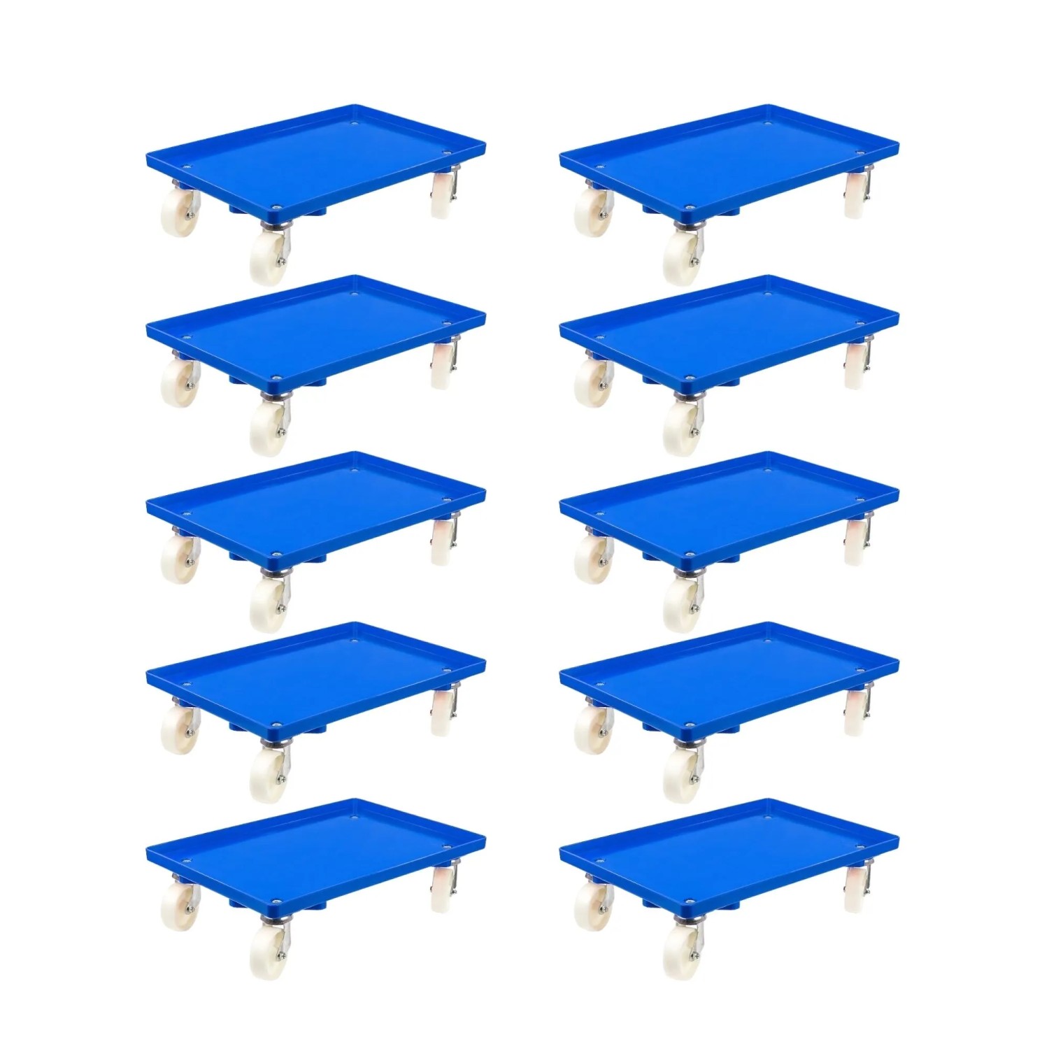 Bild von PROREGAL SparSet 10x Transportroller für Euroboxen 60 x 40 cm mit Kunststoffräder Blau Geschlossenes Deck 4 Lenkrollen Traglast 300 kg