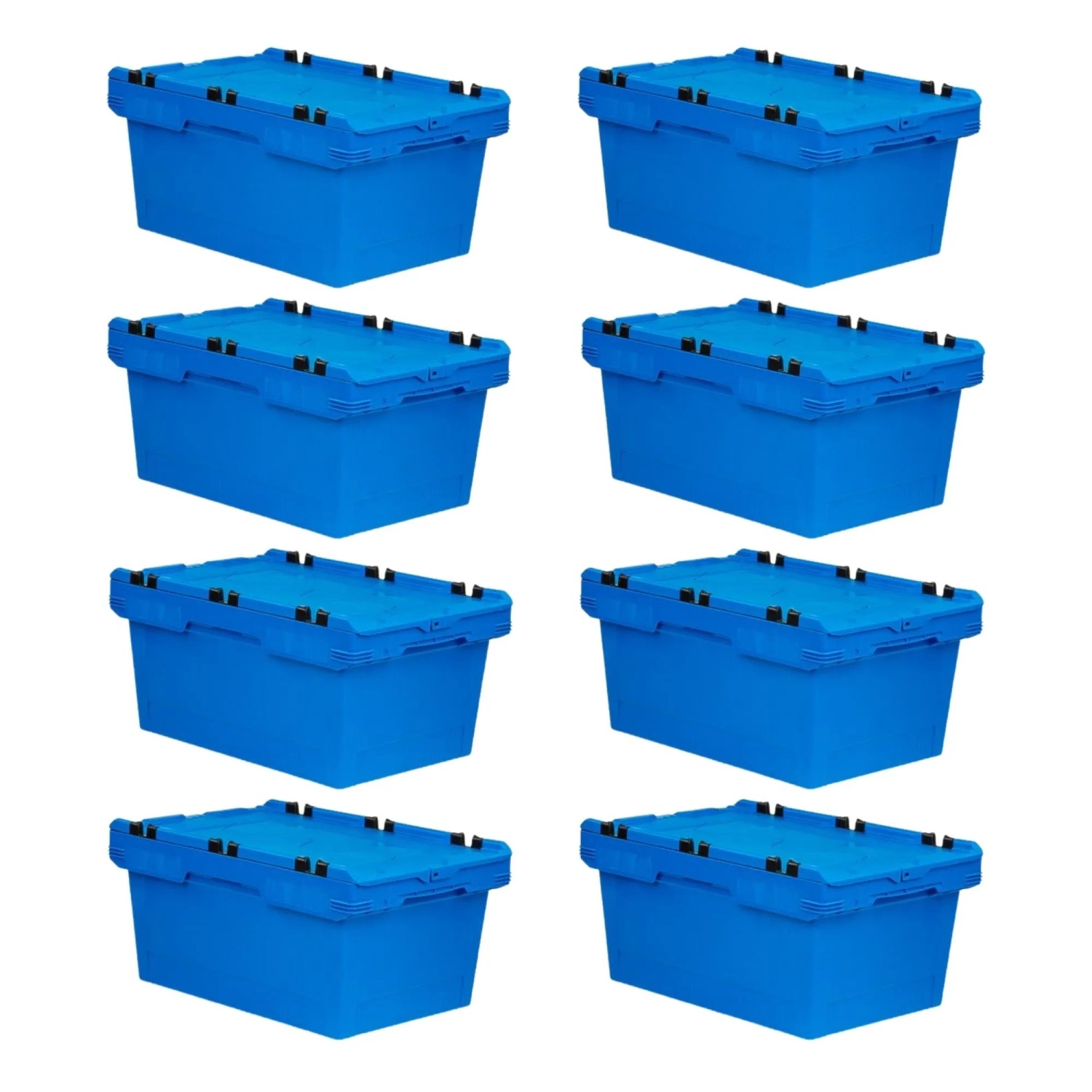 Bild von PROREGAL Mega Deal 8x Conical Mehrweg-Stapelbehälter mit Krokodildeckel Blau HxBxT 29,9 x 41 x 61cm 47 Liter Lagerbox  Eurobox  Transportbox