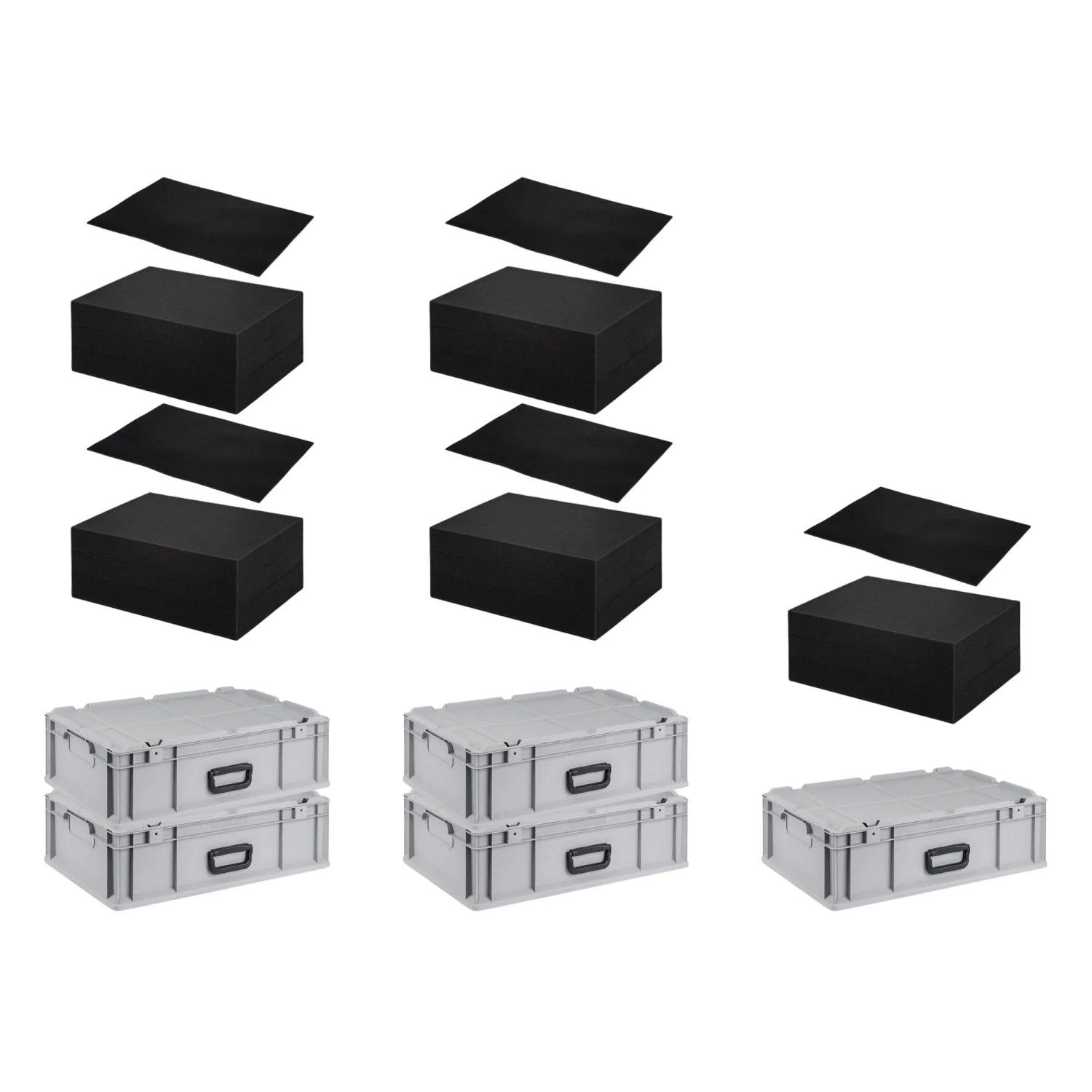 Bild von SuperSparSet 5 x Eurobox NextGen Portable Mit Rasterschaumstoff und Schaumstoffeinlage HxBxT 18,5 x 40 x 60 cm 34 Liter Eurobehälter Transportbox