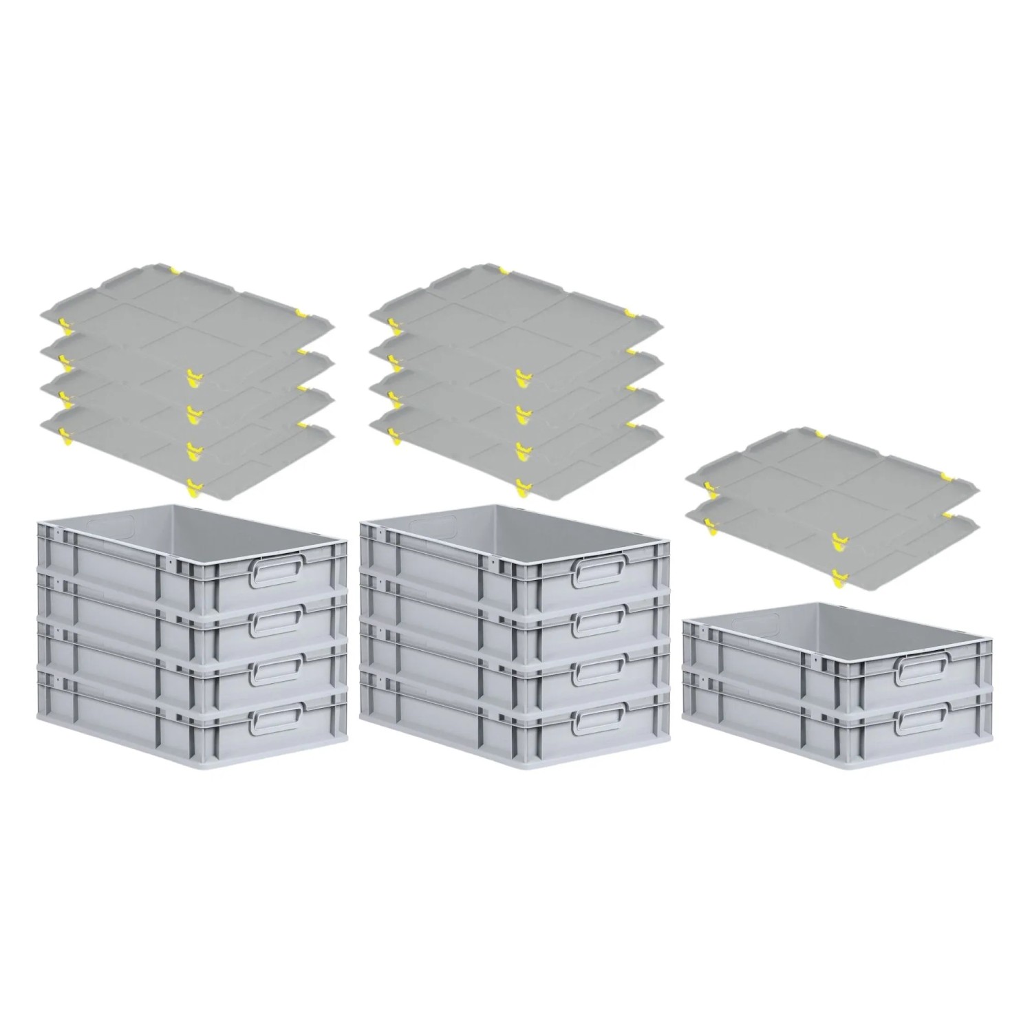 Bild von PROREGAL SparSet 10x Eurobox NextGen Grip mit Auflagedeckel mit 4 Gelben Schiebeschnappverschlüssen HxBxT 12 x 40 x 60 cm 23 Liter