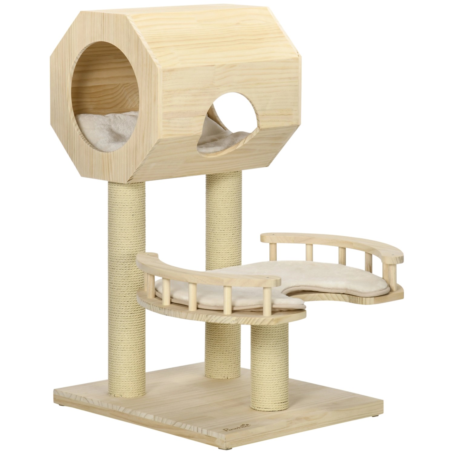 Bild von PawHut Kratzbaum mit Haus, Liege, waschbare Liegepolster, BxTxH: 68x55x87 cm