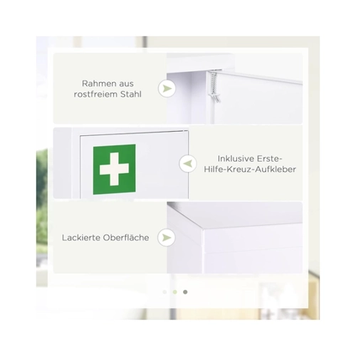 Bild von kleankin Apothekerschrank Medizinschrank Abschließbarer Arzneischrank mit 3 Schichten und 2 Schlüsseln, Stahl, Weiß, 30 x 14 x 46 cm   Aosom
