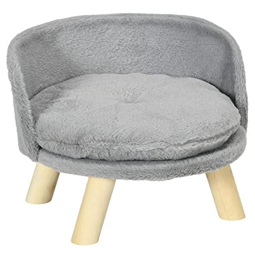 Bild von PawHut Hundebett - Erhöhtes Haustierbett mit Kissen - Ø40.5 - Max. 5KG - Grau