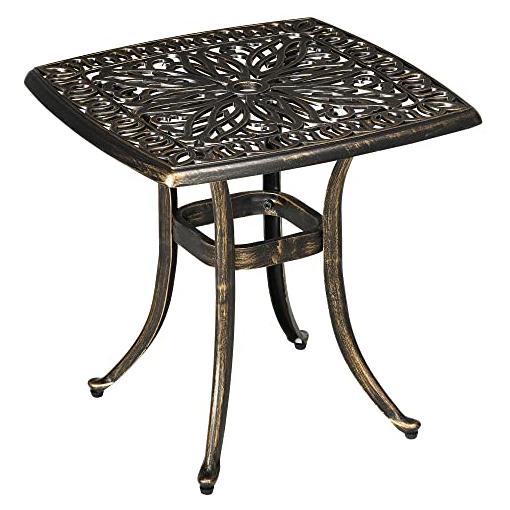 Bild von Outsunny Beistelltisch Terrassentisch Schirmloch Aluminiumrahmen Bronze 54x54x52,5cm   Aosom