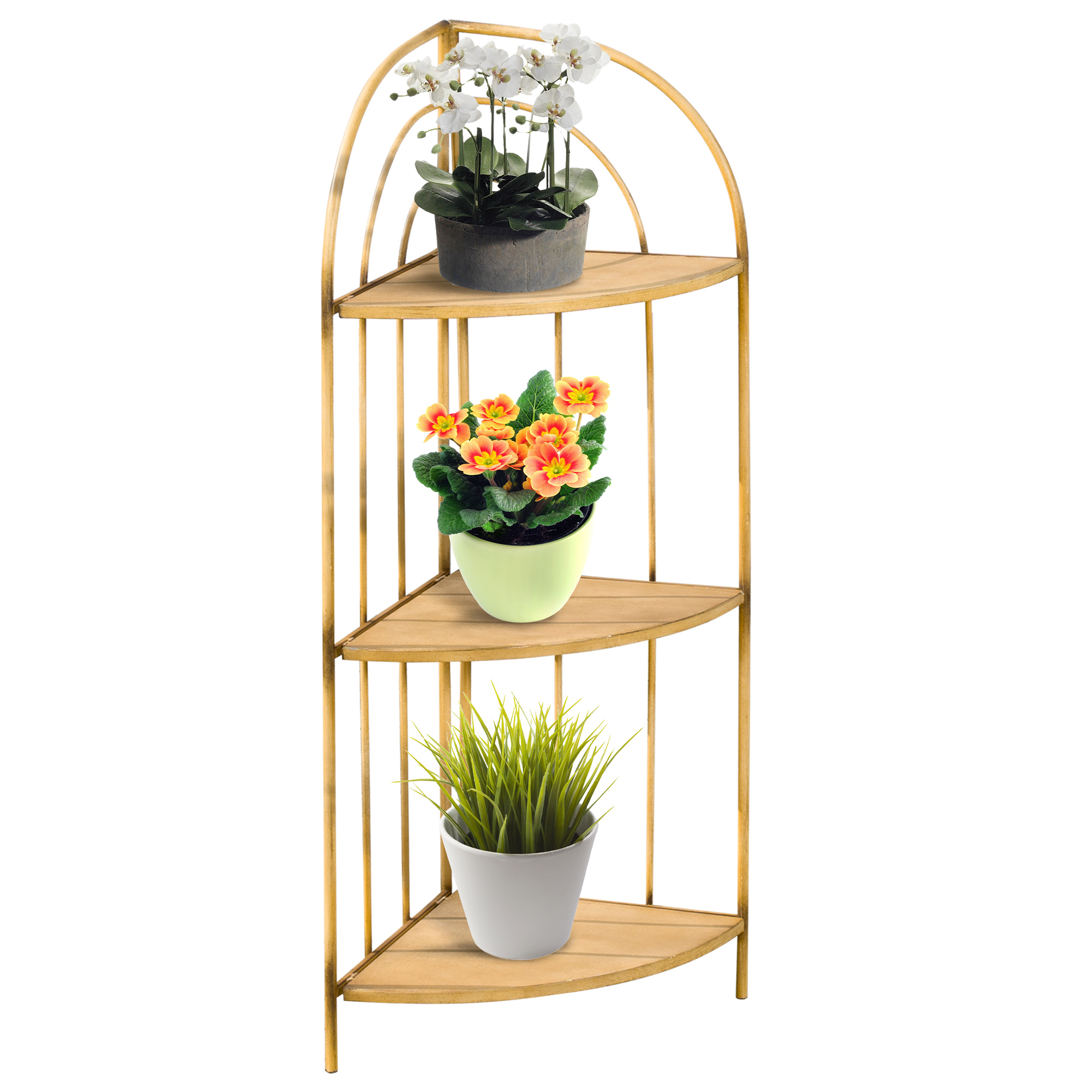 Bild von Outsunny Blumenregal 36,5 x 36,5 x 108 cm klappbarer Pflanzenständer mit 3 Ebenen Eck-Pflanzentreppe für drinnen und draußen   Aosom.de