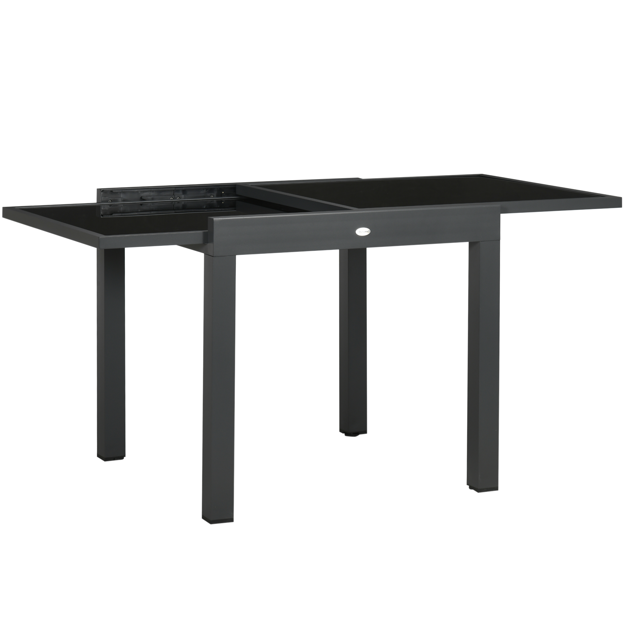 Bild von Outsunny Gartentisch Esstisch klappbare Tischplatte Balkontisch Terrassentisch mit Glasplatte Schwarz 160x80x75 cm für Garten & Terrasse   Aosom.de