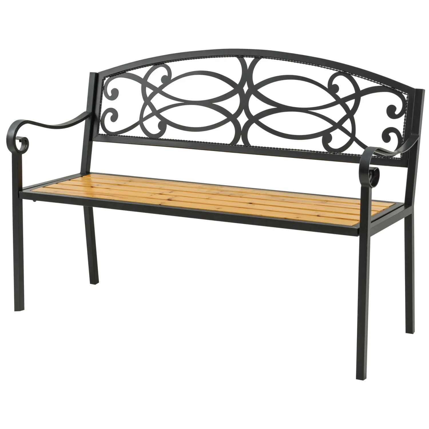 Bild von Outsunny Gartenbank mit Offener Ornament Rückenlehne und Ergonomischen Armlehnen