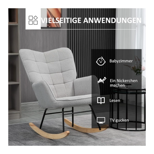 Bild von HOMCOM Schaukelstuhl Schwingsessel Schaukelsessel Akzentstuhl Relaxsessel Wohnzimmersessel für Schlafzimmer, bis 120 kg, Lammfellimitat, Rosa   Aosom