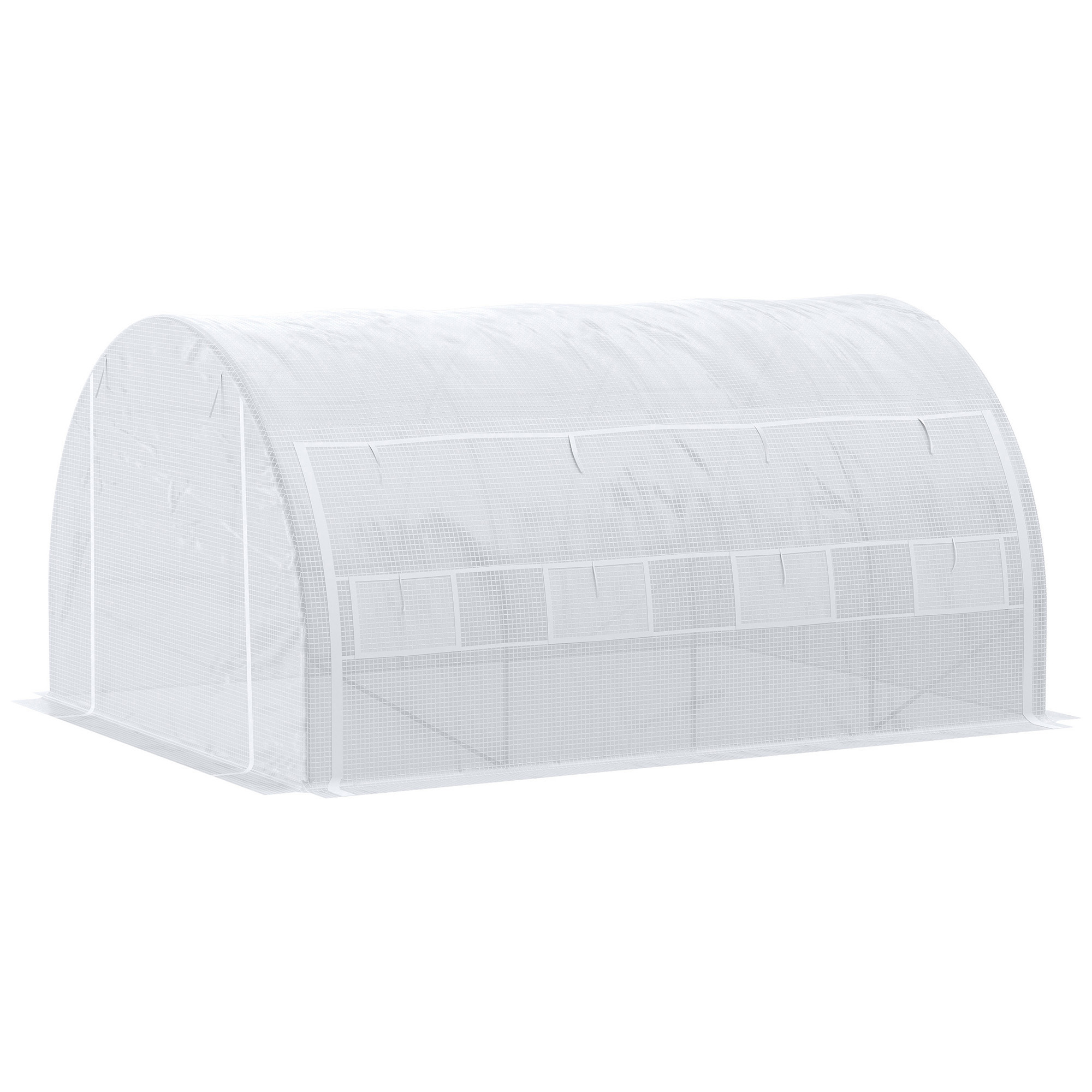 Bild von Outsunny Gewächshaus Foliengewächshaus 3,97 x 3,02 x 2 m mit UV-Schutz, winddichtes Tomatenhaus mit Seitentür aus Stahl in Weiß   Aosom.de