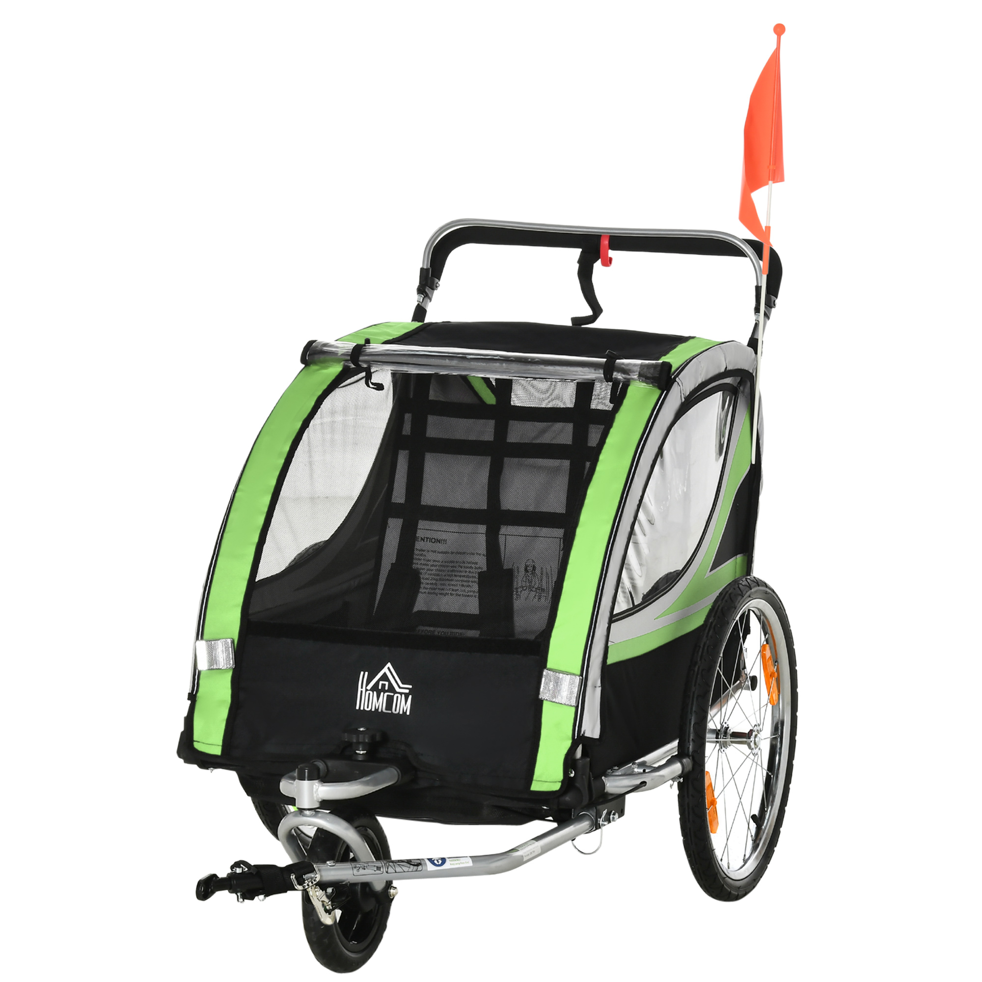 Bild von HOMCOM 2 in 1 Kinderanhänger Fahrradanhänger für max. zwei Kinder ab 1,5 Jahren mit 5-Punkt Sicherheitsgurt und 360° drehbar   Aosom.de