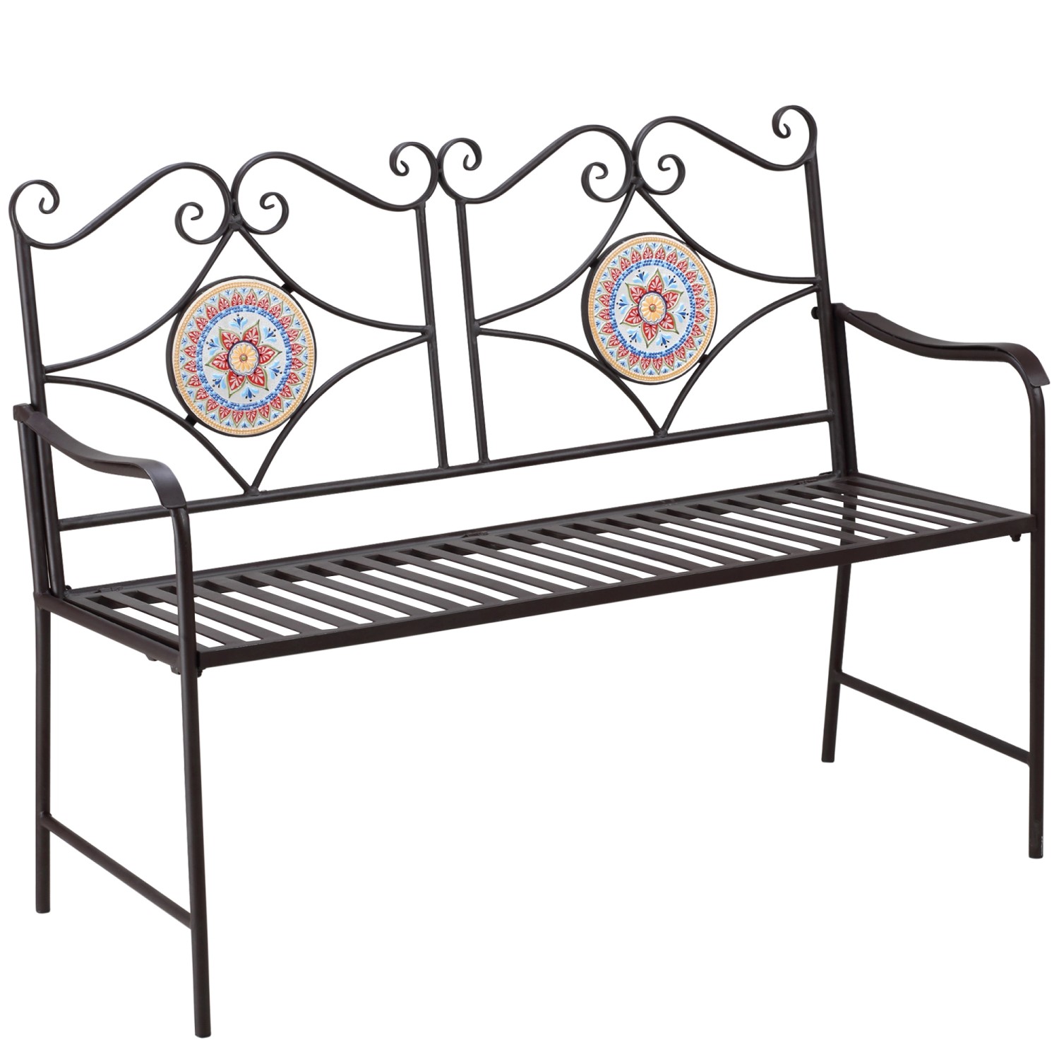 Bild von Outsunny Gartenbank mit Ornament Sitz- und Rückenfläche und Mosaik