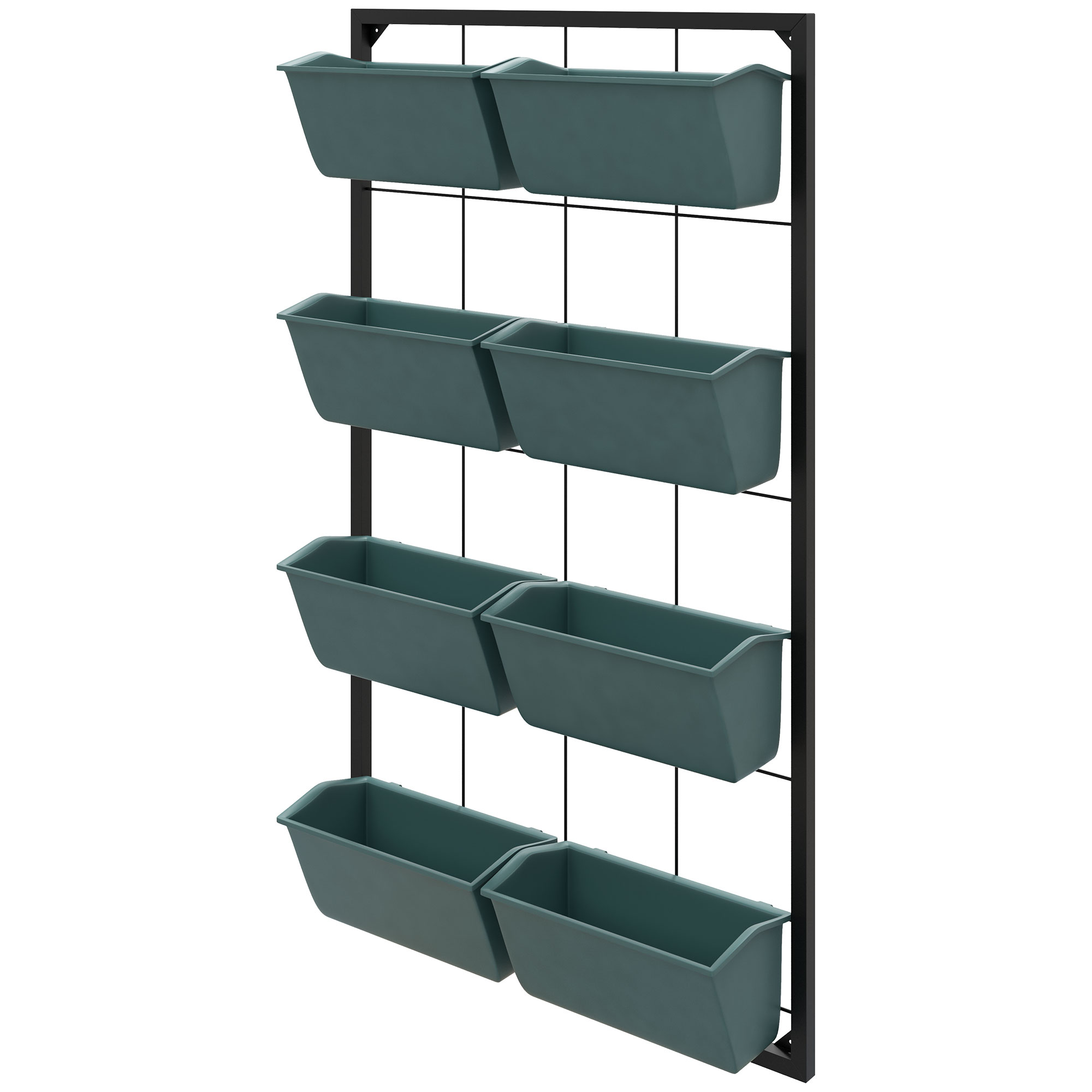 Bild von Outsunny Blumenständer Pflanzenständer mit 8 Töpfen Wandmontage Pflanzentreppe Blumenregal für Garten Dunkelgrün 52,5 x 14 x 90 cm   Aosom.de