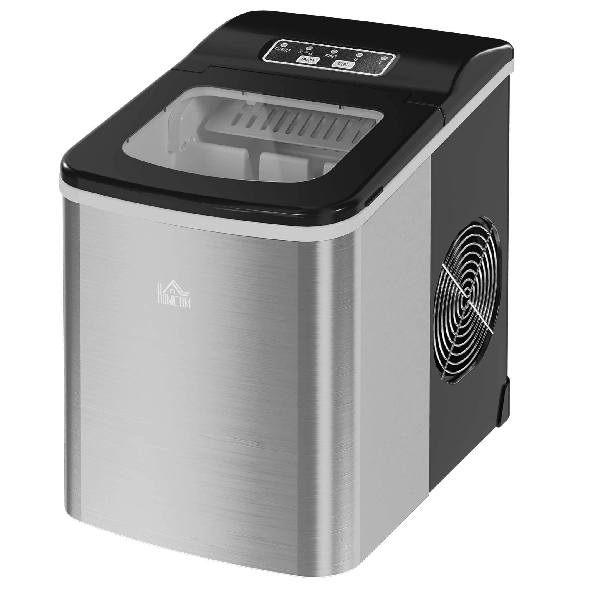 Bild von HOMCOM Eiswürfelmaschine Eiswürfelbereiter 9 Würfel in 8 Minuten fertig, 12 KG in 24 H, Selbstreinigende Tragbare Ice Maker für Küche, Büro, Bar und Party, Schwarz   Aosom