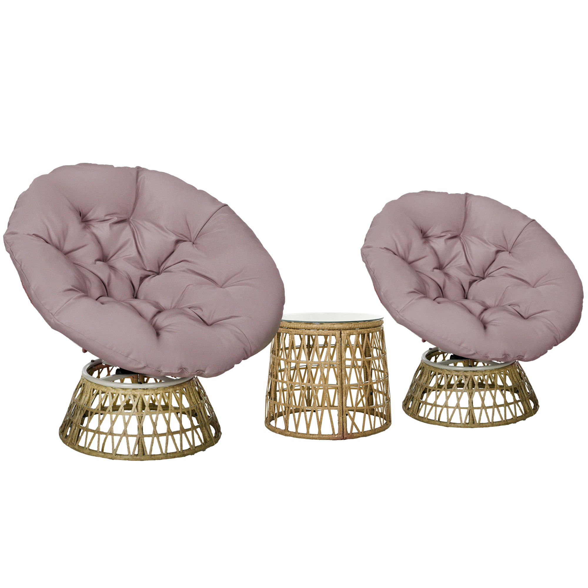 Bild von Outsunny Gartenmöbel-Set 3-tlg. Bistro-Set mit Couchtisch & 2 Stühlen, Gartensitzgruppe mit Kissen, Balkonmöbel für Terrasse in Gelb   Aosom.de
