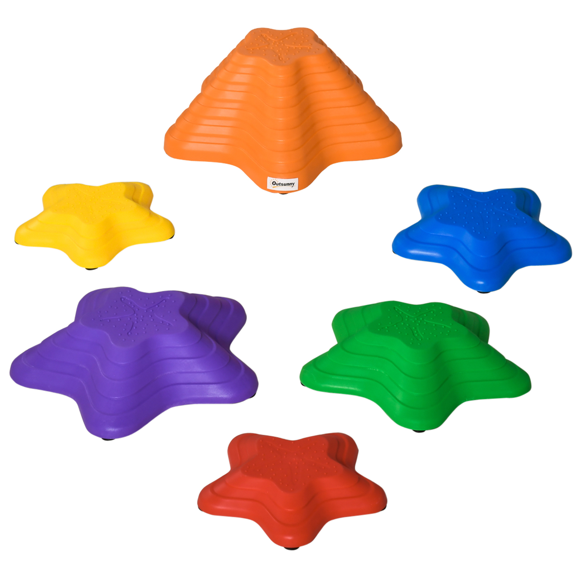 Bild von Outsunny Flusssteine, Balanciersteine für Kinder, Balancespiel, rutschfest Stapelsteine, Trittsteine bis 80 kg   Aosom.de