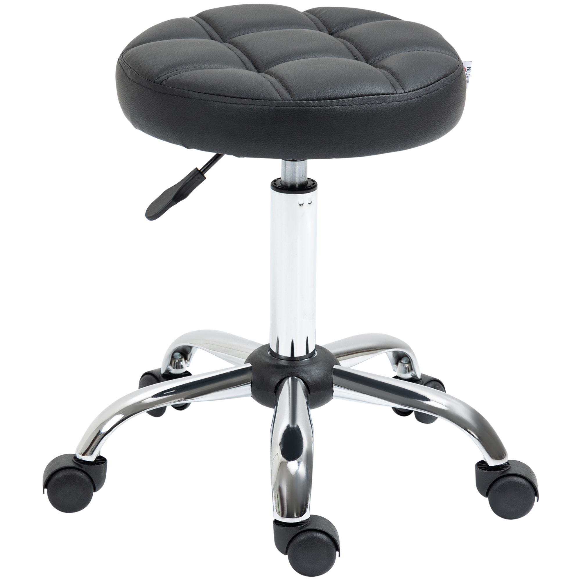 Bild von Vinsetto Rollhocker Höhenverstellbarer Drehbarer Arbeitshocker Schwarz Ø35,5 cm, Kunstleder für Büro & Salon 51-67 cm   Aosom.de