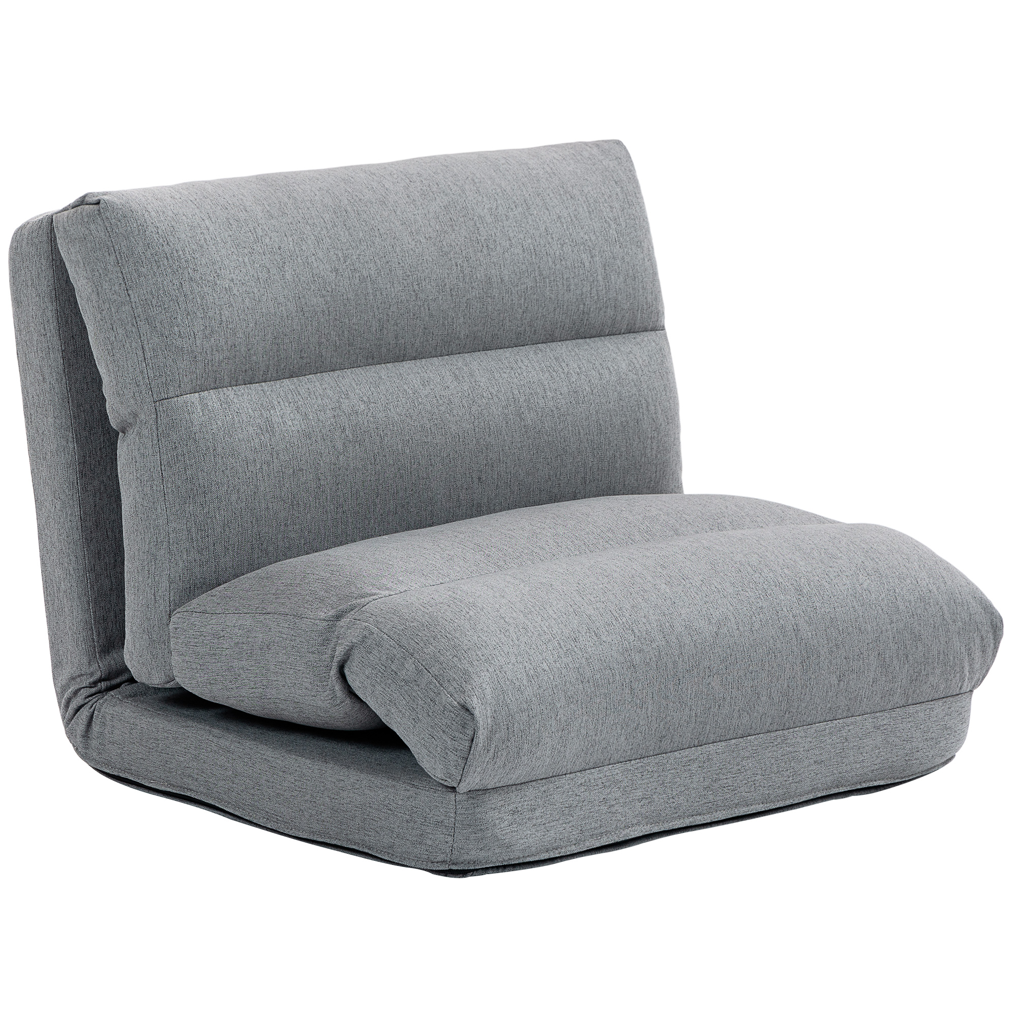 Bild von HOMCOM Bodenstuhl klappbar, mit 6-Stufig Verstellbarer Rückenlehne, dicke Sitzpolsterung, Bettfunktion, Leinenoptik, 70 x 41 x 56 cm, Grau   Aosom