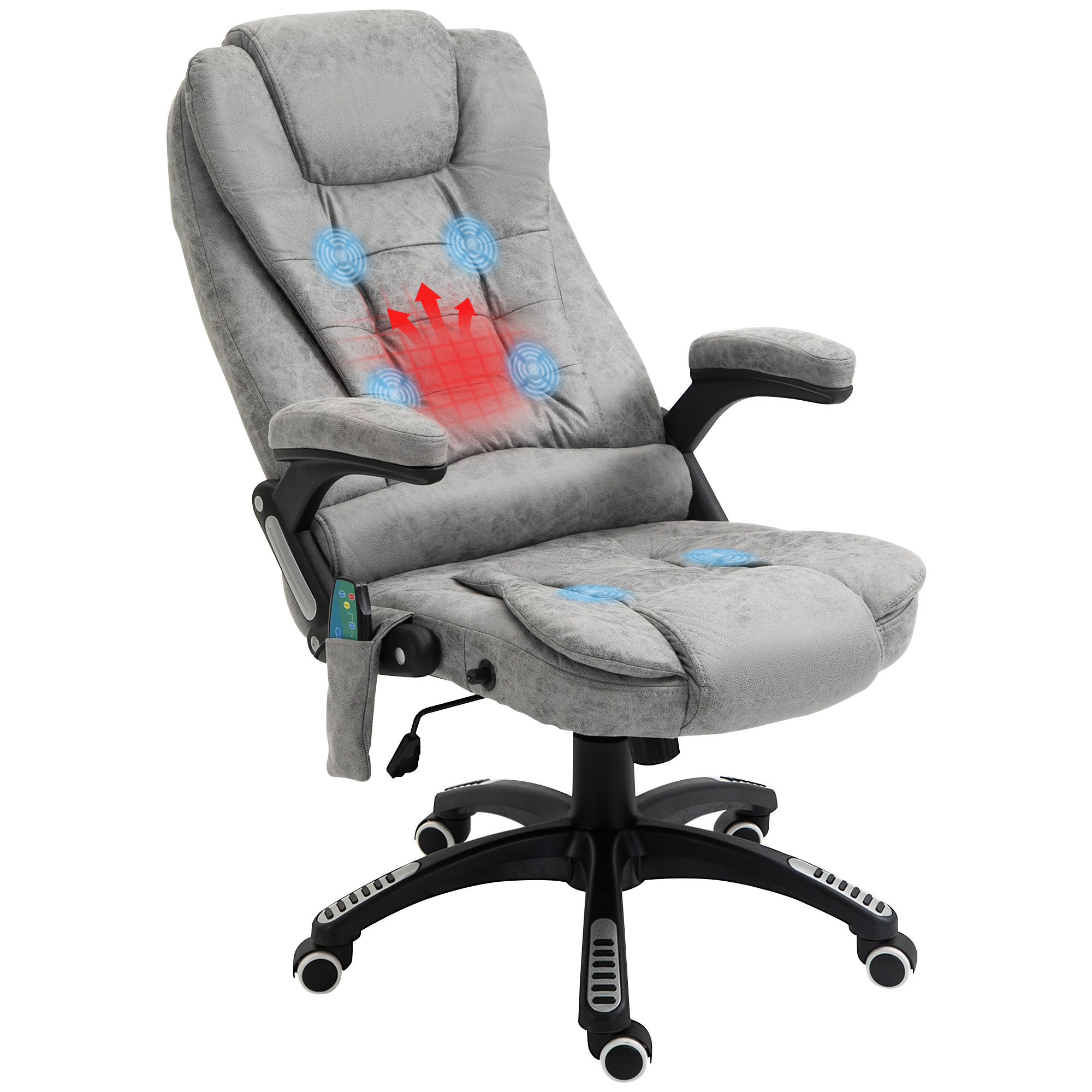 Bild von Vinsetto Bürostuhl mit Massage- und Wärmefunktion, ergonomisch, höhenverstellbar, reibungslos, 6 Massagepunkte, 68B x 72T x 110-120H cm, Grau  Aosom