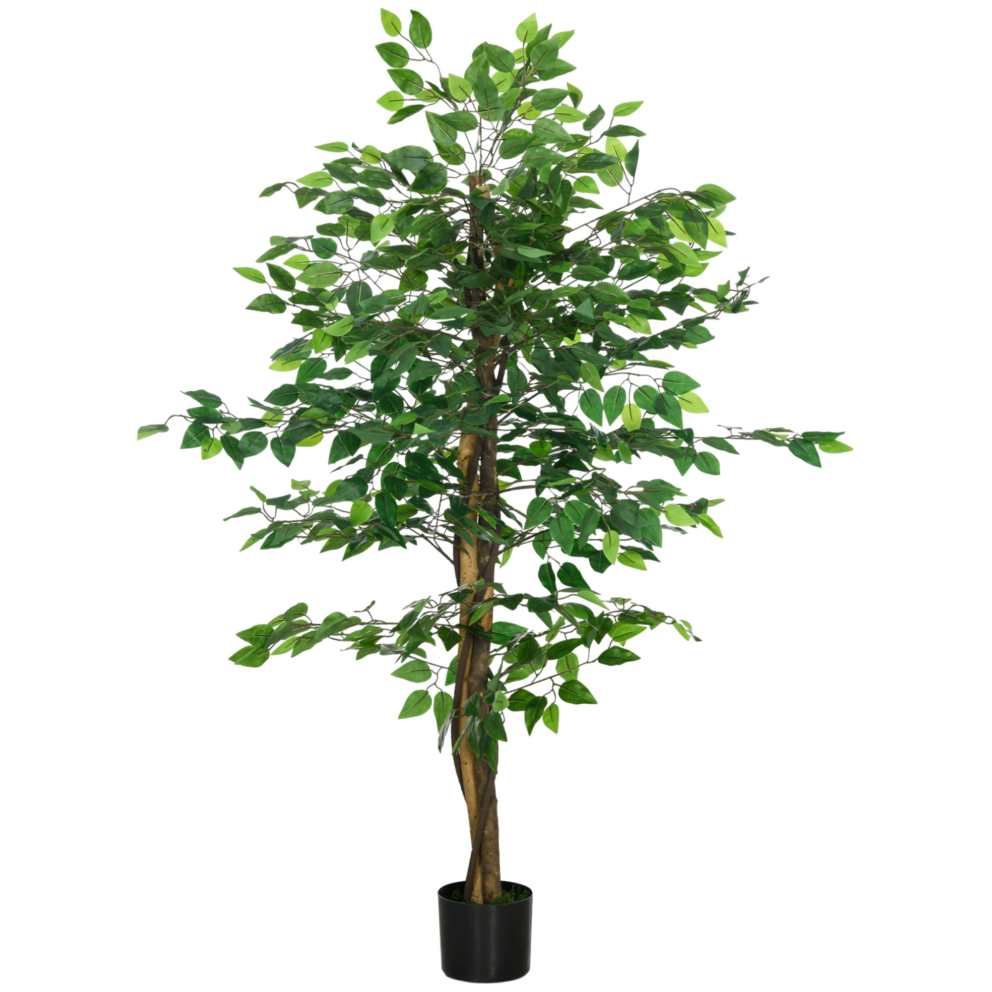 Bild von HOMCOM Künstliche Pflanze, 150 cm Kunstpflanze mit Übertopf, Kunstmoos, Künstlich Ficus Kunstbaum, Zimmerpflanze für Wohnzimmer, Grün   Aosom
