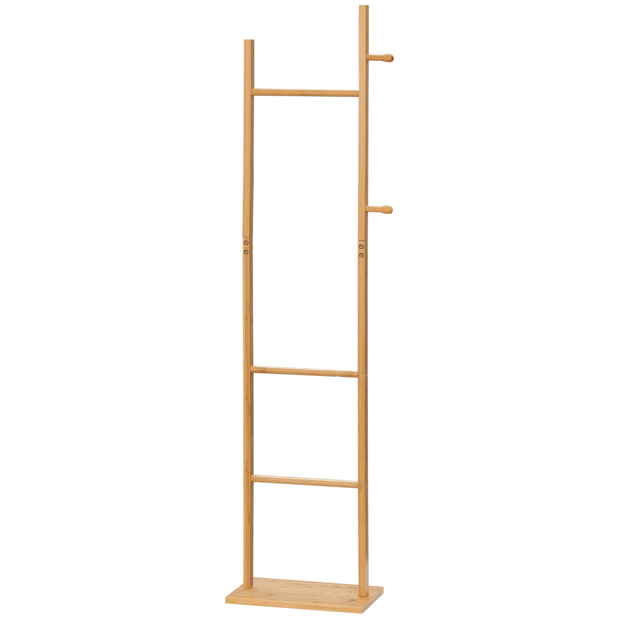 Bild von HOMCOM Garderobenständer Kleiderständer mit 2 Haken und 3 Stangen für Hüte und Kleidung 36x24x168 cm aus Bambus Natur für Flur und Eingang   Aosom.de