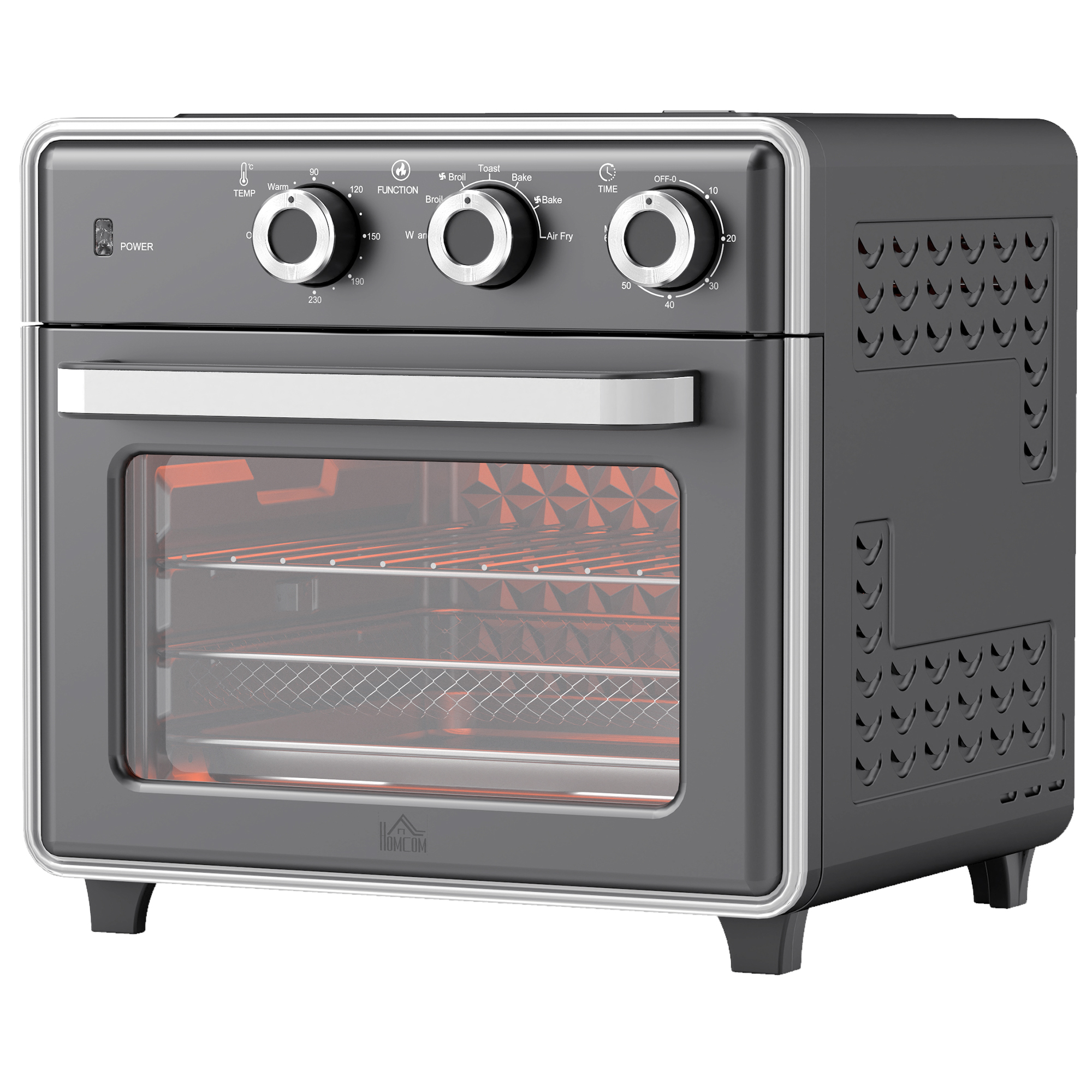 Bild von HOMCOM Minibackofen mit Umluft 20L Mini Ofen mit Backblech, Grillrost und Krümelblech, 90 °C-230 °C Heißluftfritteuse mit 5 Modi, Frittierkorb, 60 Min. Timer, 1400W, Metall   Aosom