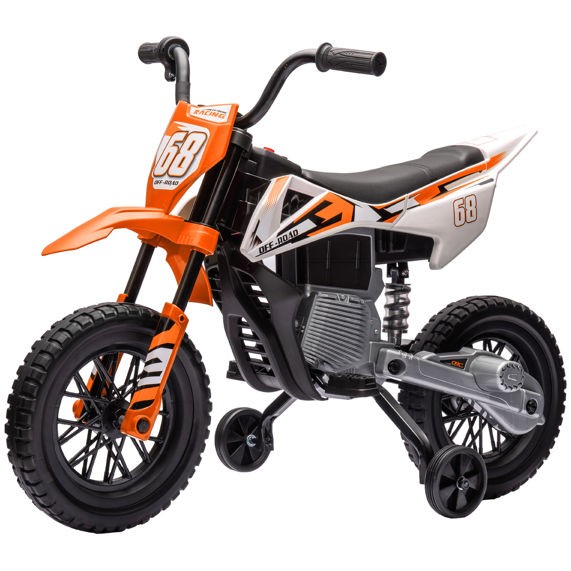 Bild von AIYAPLAY Kinder Elektro-Motorrad, 12V Kindermotorrad mit Musik, Kinderfahrzeug mit abnehmbar Trainingsrädern, 2,4-5 km/h, für 3-6 Jahre Kinder, max. 30 kg, Orange   Aosom