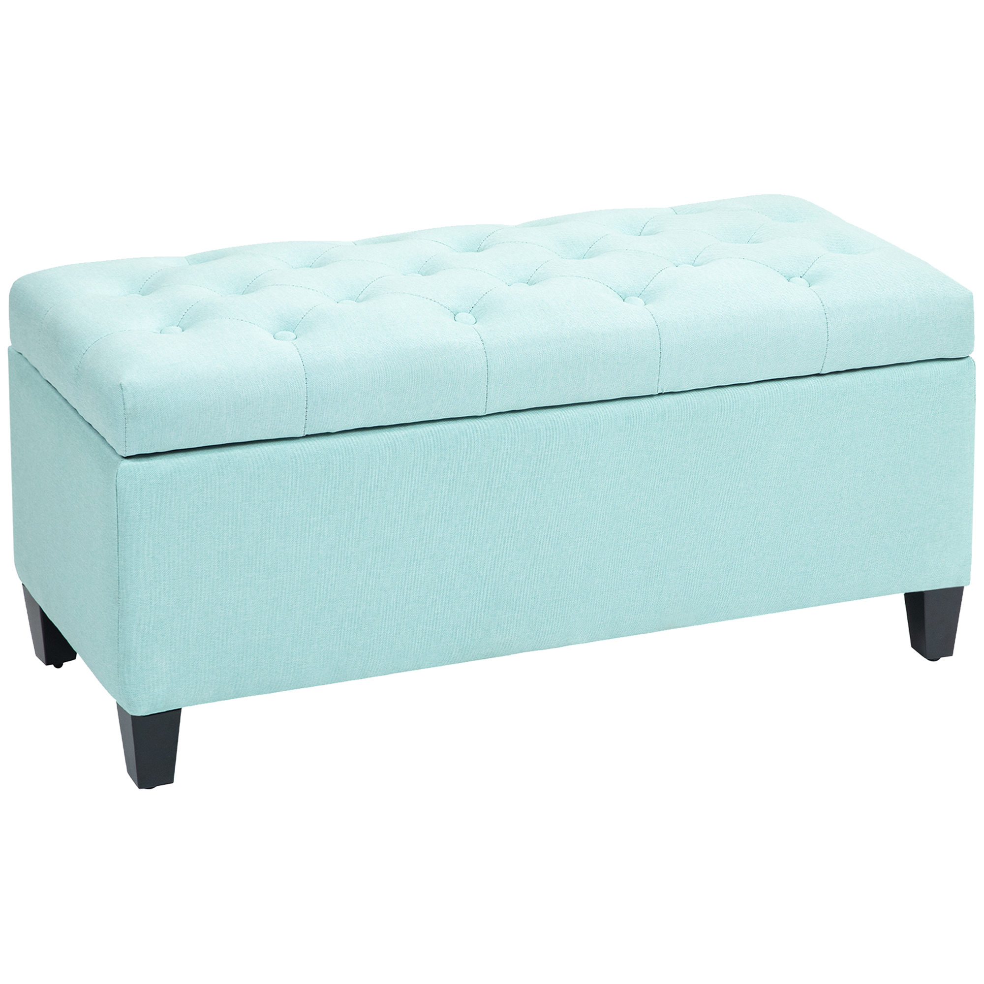 Bild von HOMCOM Sitzbank Polsterbank mit Stauraum Truhenbank Flur Schlafzimmer Wohnzimmer leinenartiges Polyester Gummiholz Grün 100 x 40 x 44 cm   Aosom