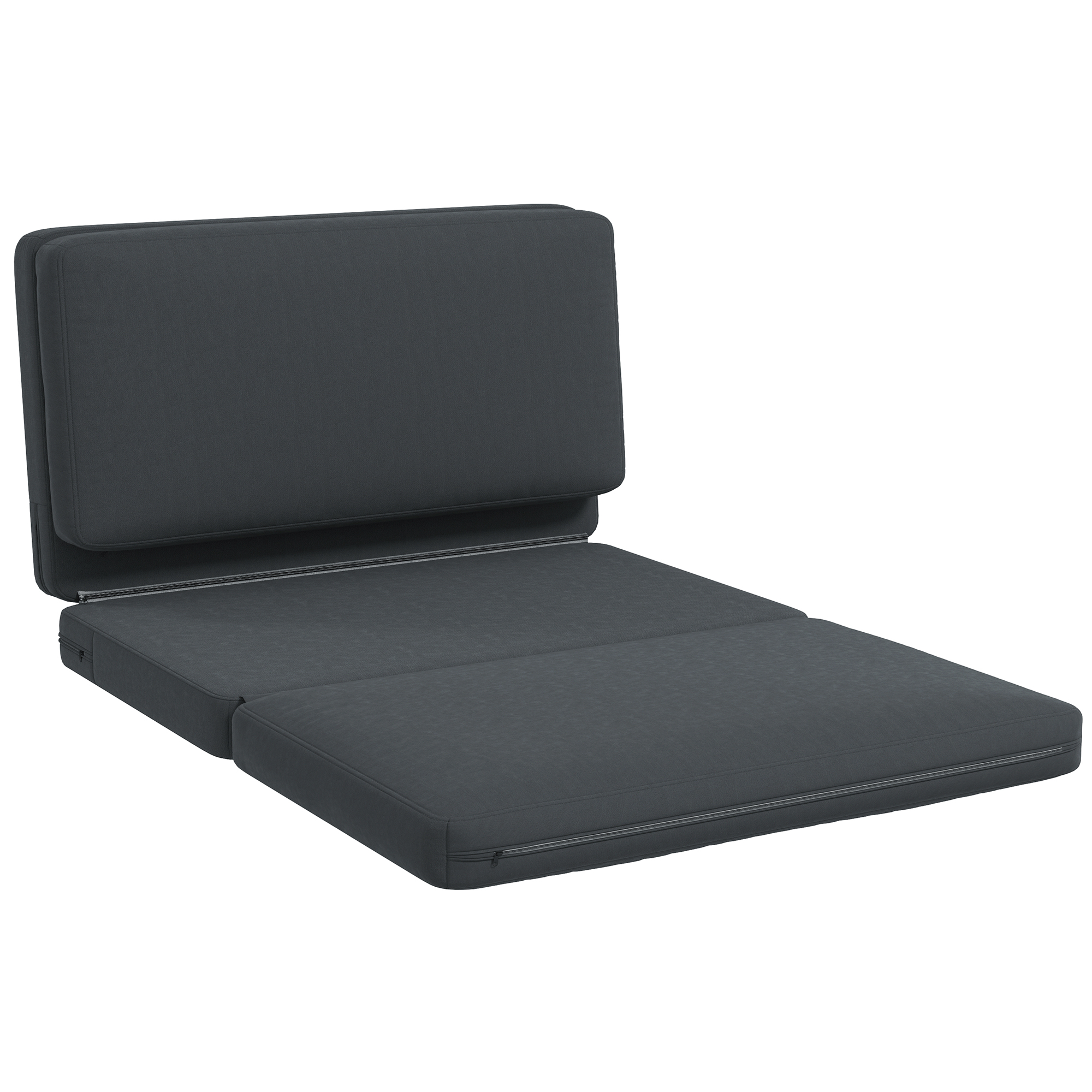 Bild von HOMCOM Bodensofa 3-in-1 Klappbar Schlafsofa mit Samtoptik, Gepolstert Sofabett bis 240 kg belastbar für Schlafzimmer, Wohnzimmer, Dunkelgrau   Aosom