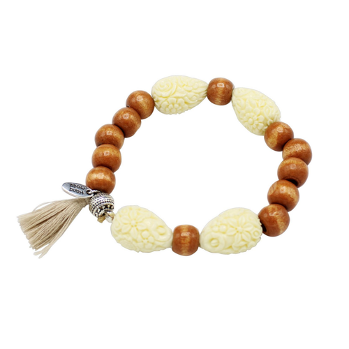 Bild von Elegantes Damen Armband mit Holzperlen im Retro-Look
