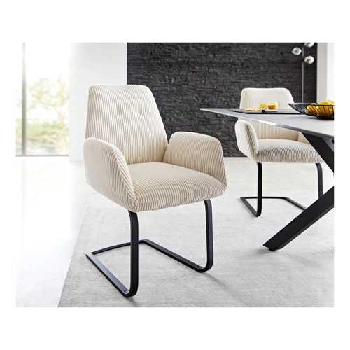 Bild von Schwingstuhl Zoa-Flex Cord Beige Freischwinger flach Schwarz