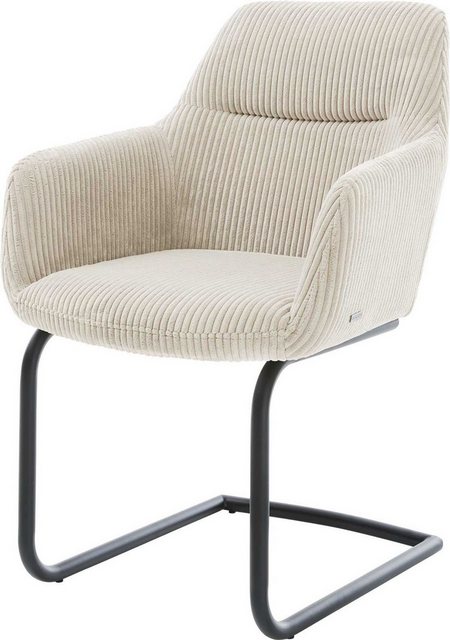 Bild von DELIFE Schwingstuhl Pejo-Flex Cord Beige Freischwinger rund Schwarz, Esszimmerstühle