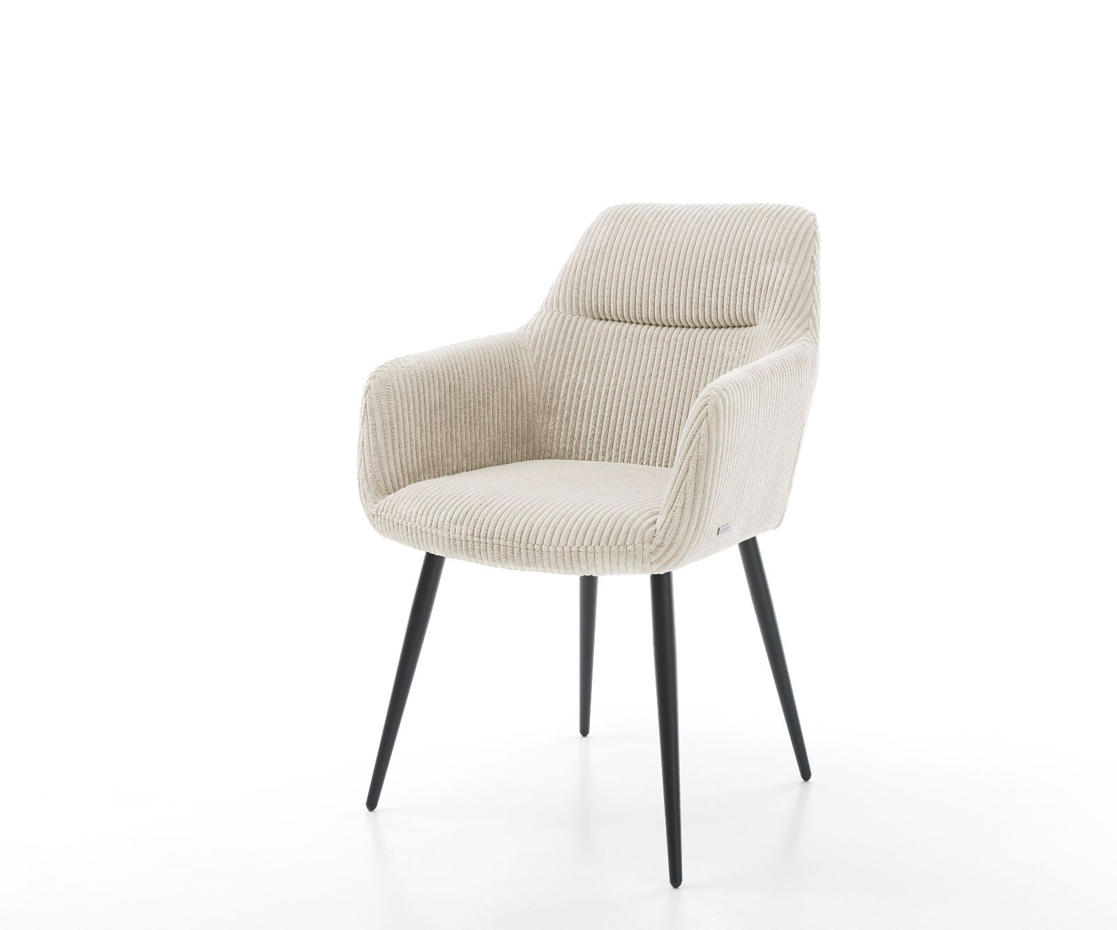 Bild von DELIFE Armlehnstuhl Pejo-Flex Cord Beige 4-Fuß konisch Schwarz, Esszimmerstühle