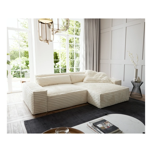 Bild von Ecksofa Sirpio XL 270x170 cm Plüschcord Beige Recamiere variabel