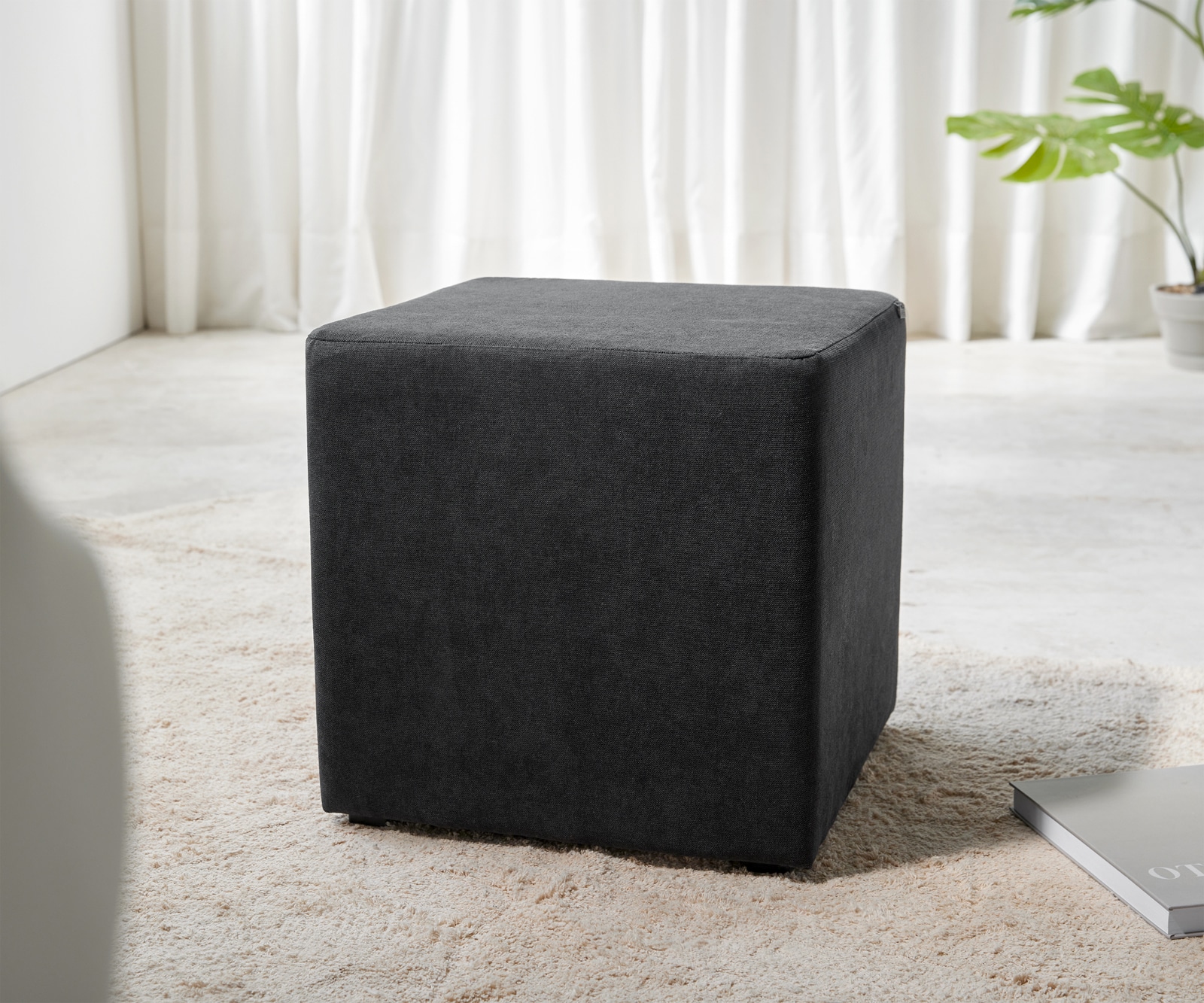 Bild von DELIFE Sitzhocker Dado 45x45 cm Mikrofaser Schwarz, Sitzhocker / Sitzwürfel