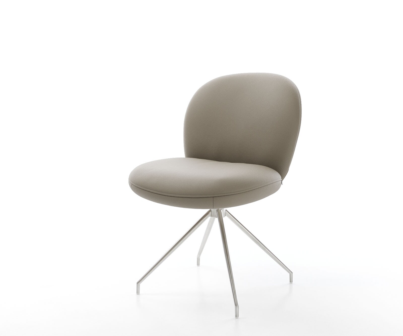 Bild von DELIFE Drehstuhl Nube-Flex Echt-Leder Schlamm Kreuzgestell konisch Edelstahl 180° drehbar Taschenfederkern, Esszimmerstühle
