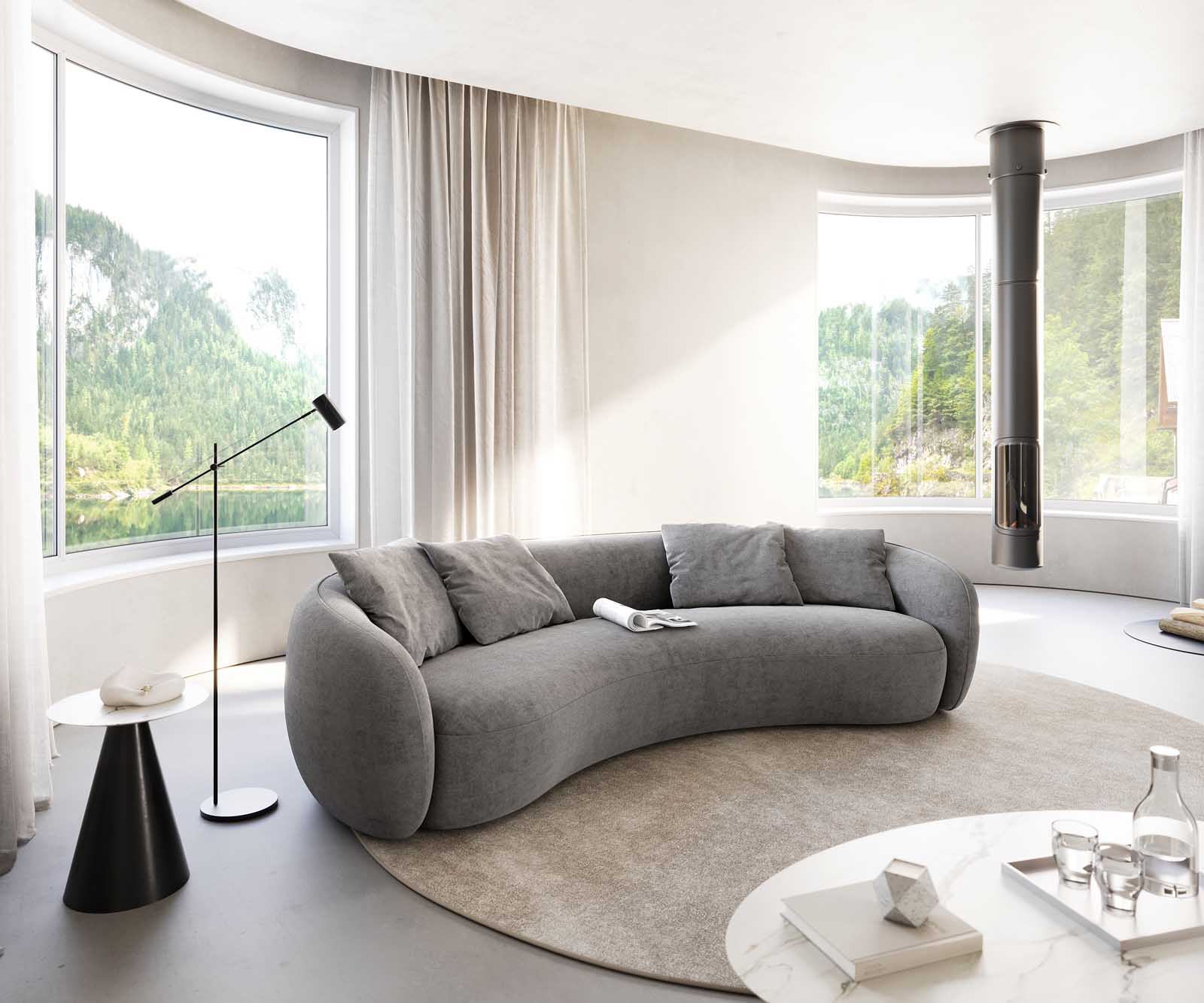 Bild von DELIFE 3-Sitzer Larna 260x120 cm Mikrofaser Grau, 3 Sitzer