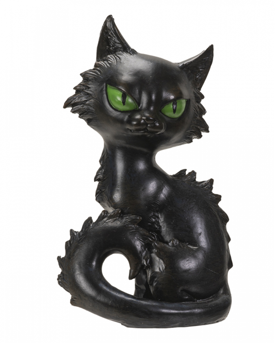 Bild von Horror-Shop Dekofigur Schwarze Hexenkatze Rufus mit grünen Augen 20cm