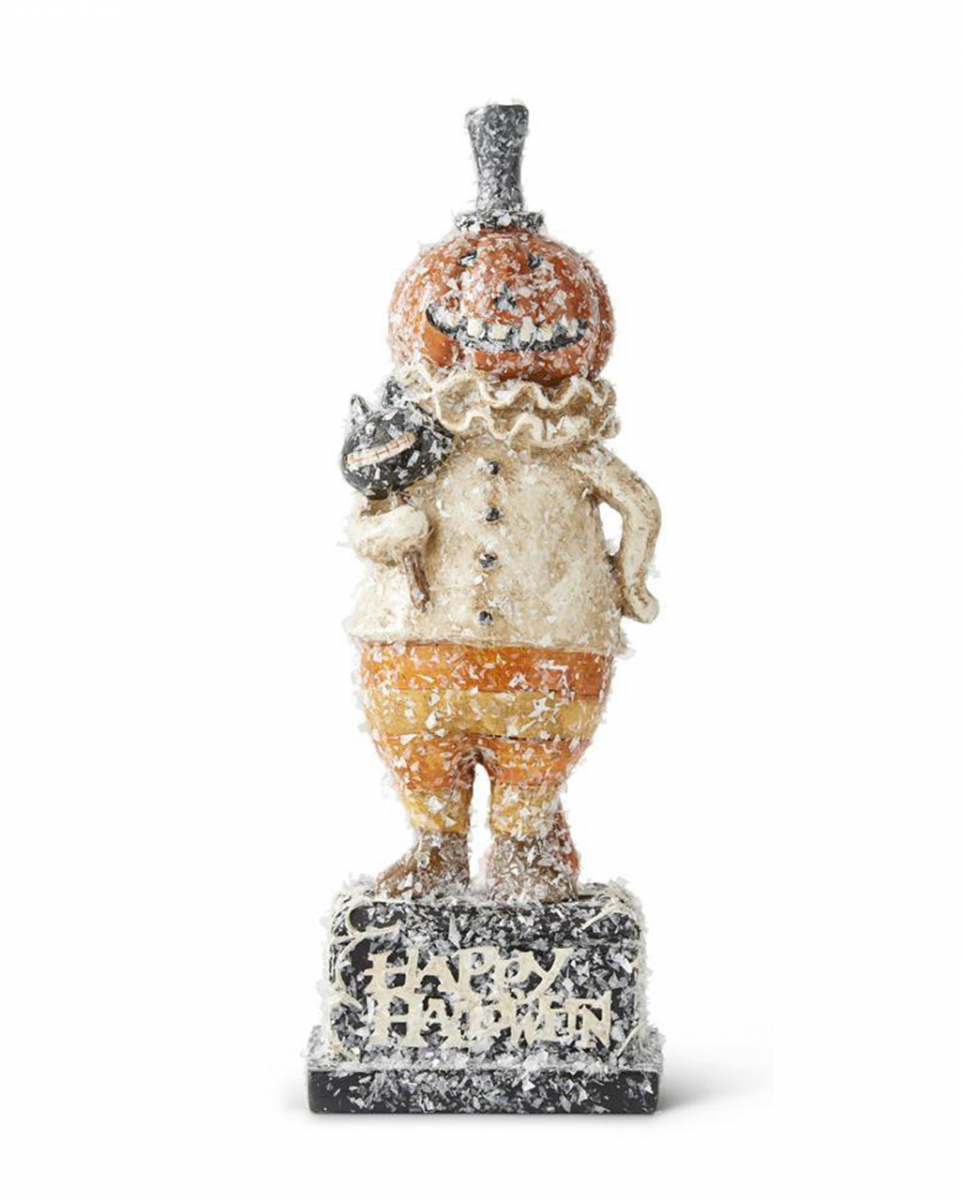 Bild von Horror-Shop Dekofigur Kürbis Männchen Glitter Flocken Figur mit Katzen L