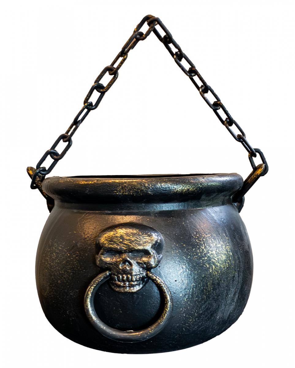 Bild von Hexenkessel mit Totenschädel & Kette 14cm