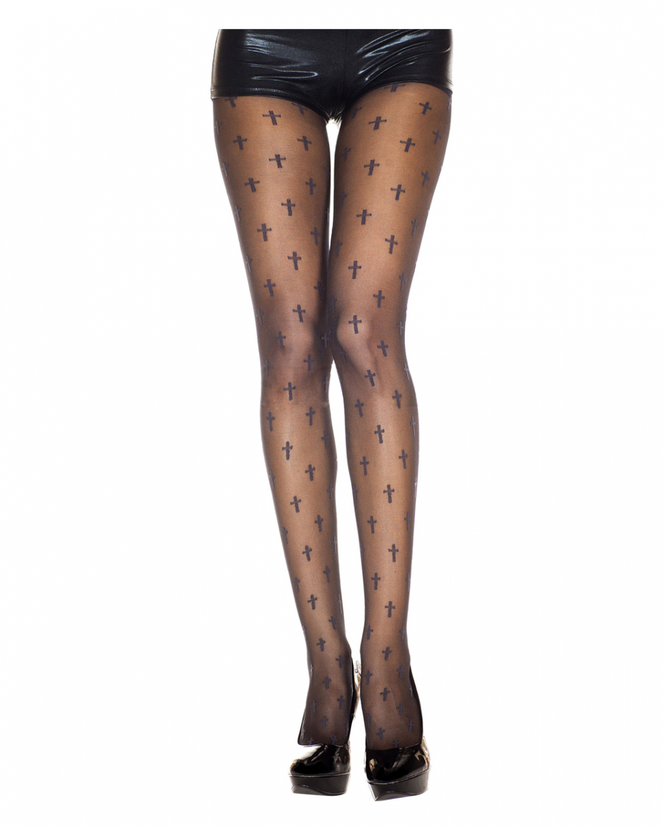Bild von Schwarze Strumpfhose mit Kreuzen