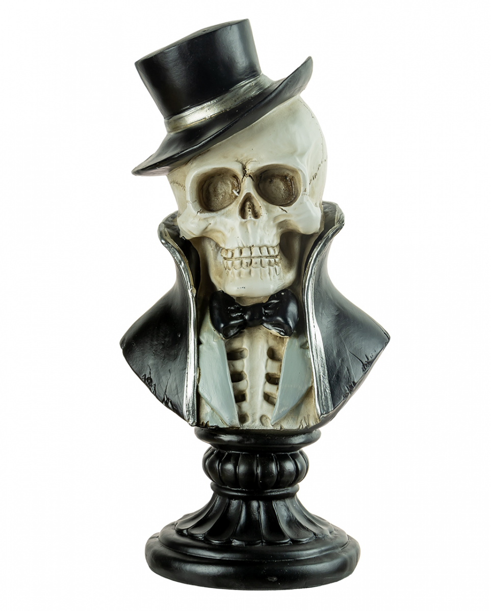 Bild von Horror-Shop Dekofigur Mister Skelett Büste mit Frack & Hut 26,5cm