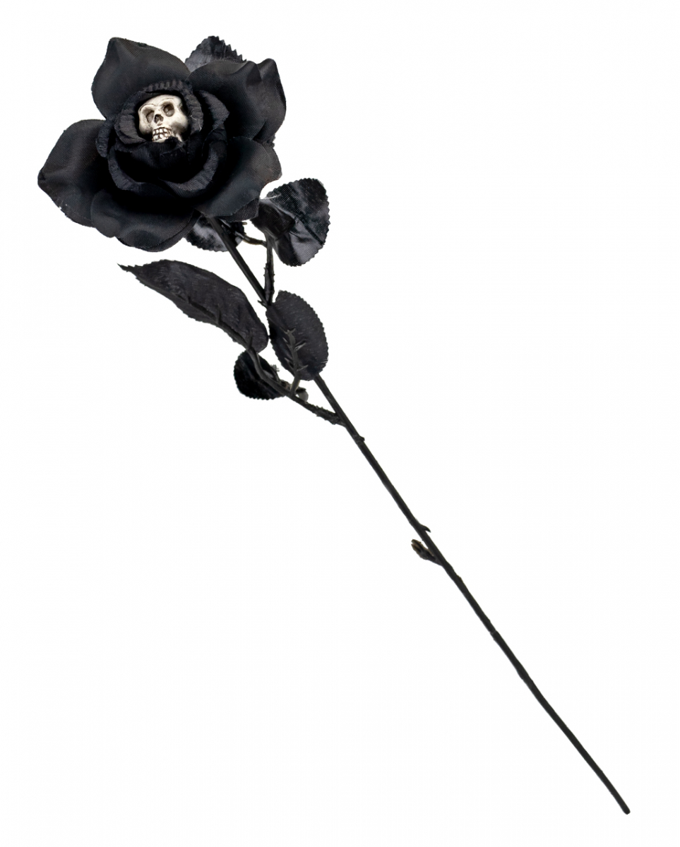 Bild von Horror-Shop Dekofigur Schwarze Gothic Rose mit Totenkopf in der Blüte