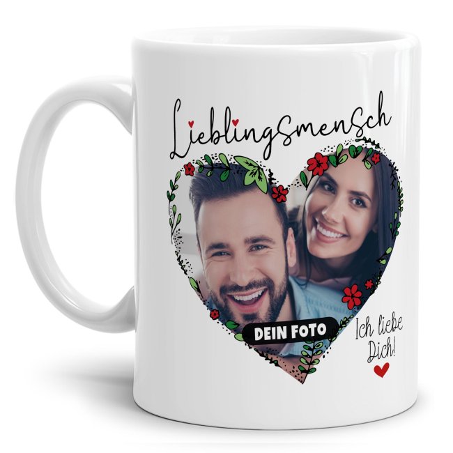Bild von Tasse - Lieblingsmensch mit Foto - Ich Liebe Dich - Innen & Henkel Weiß