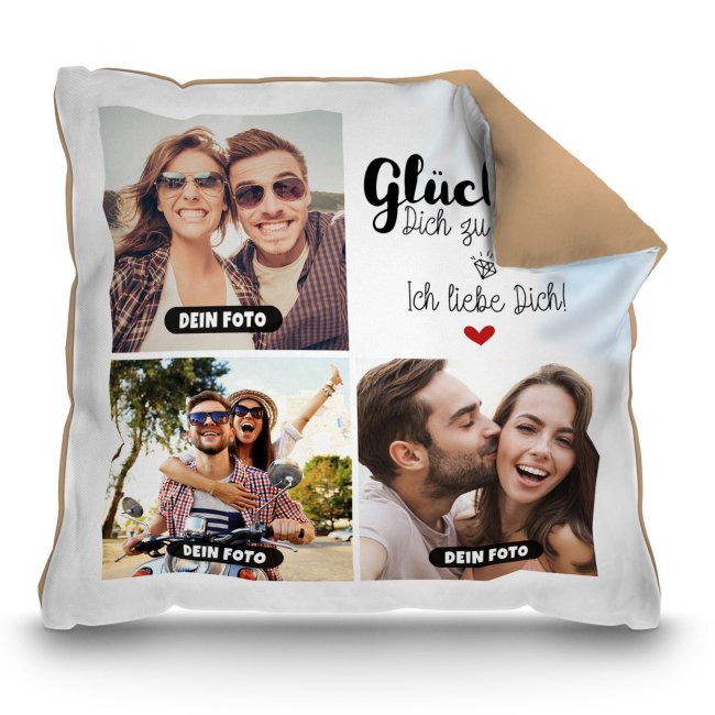Bild von Kissen - Fotocollage - Glück ist - mit drei Fotos - Mokka