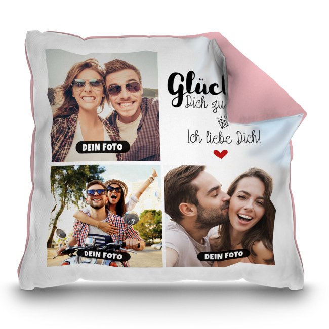 Bild von Kissen - Fotocollage - Glück ist - mit drei Fotos - Rosa