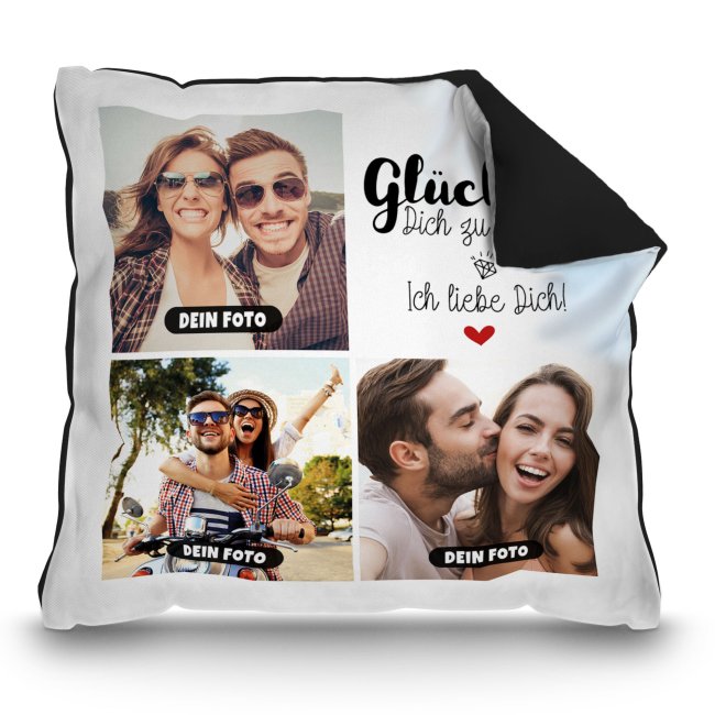 Bild von Kissen - Fotocollage - Glück ist - mit drei Fotos - Schwarz