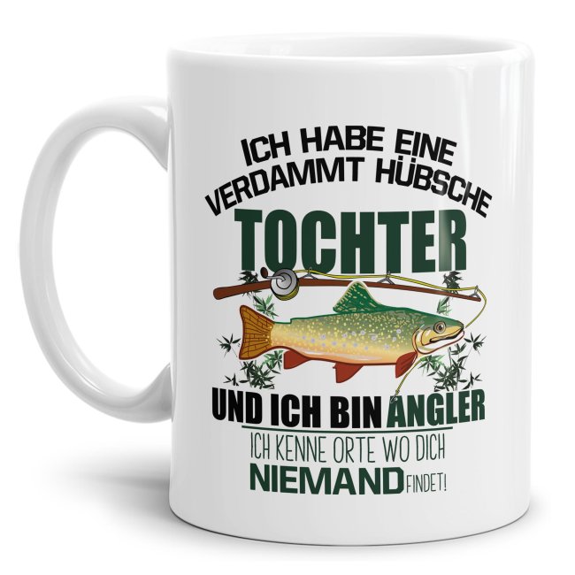Bild von Tasse für Angler - Habe hübsche Tochter - Innen & Henkel Weiß