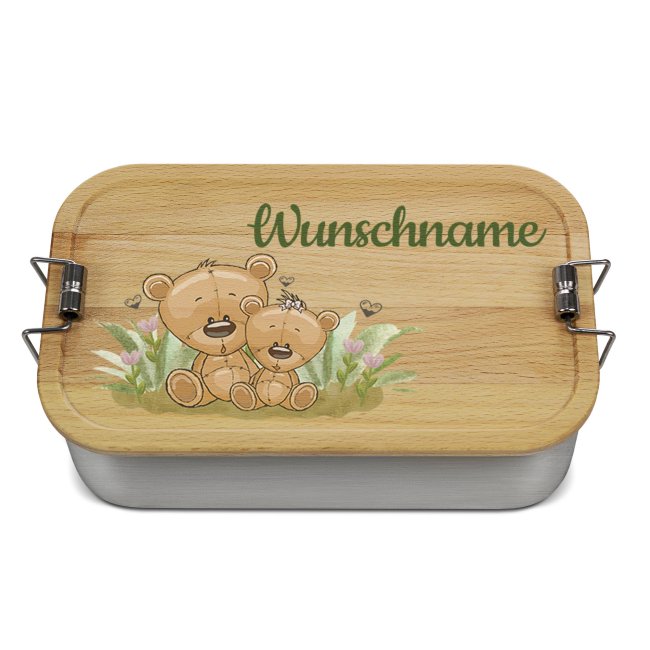 Bild von Edelstahl Brotdose mit Name - Kindermotiv Teddy