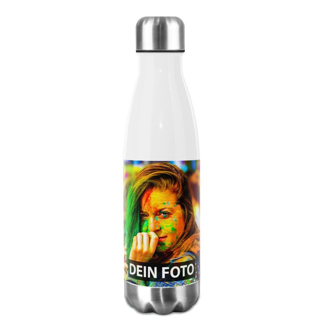 Bild von Edelstahl-Trinkflasche selbst gestalten - weiß - 500 ml