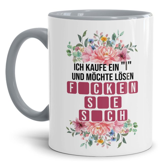 Bild von Tasse - Ficken sie sich - Innen & Henkel Grau